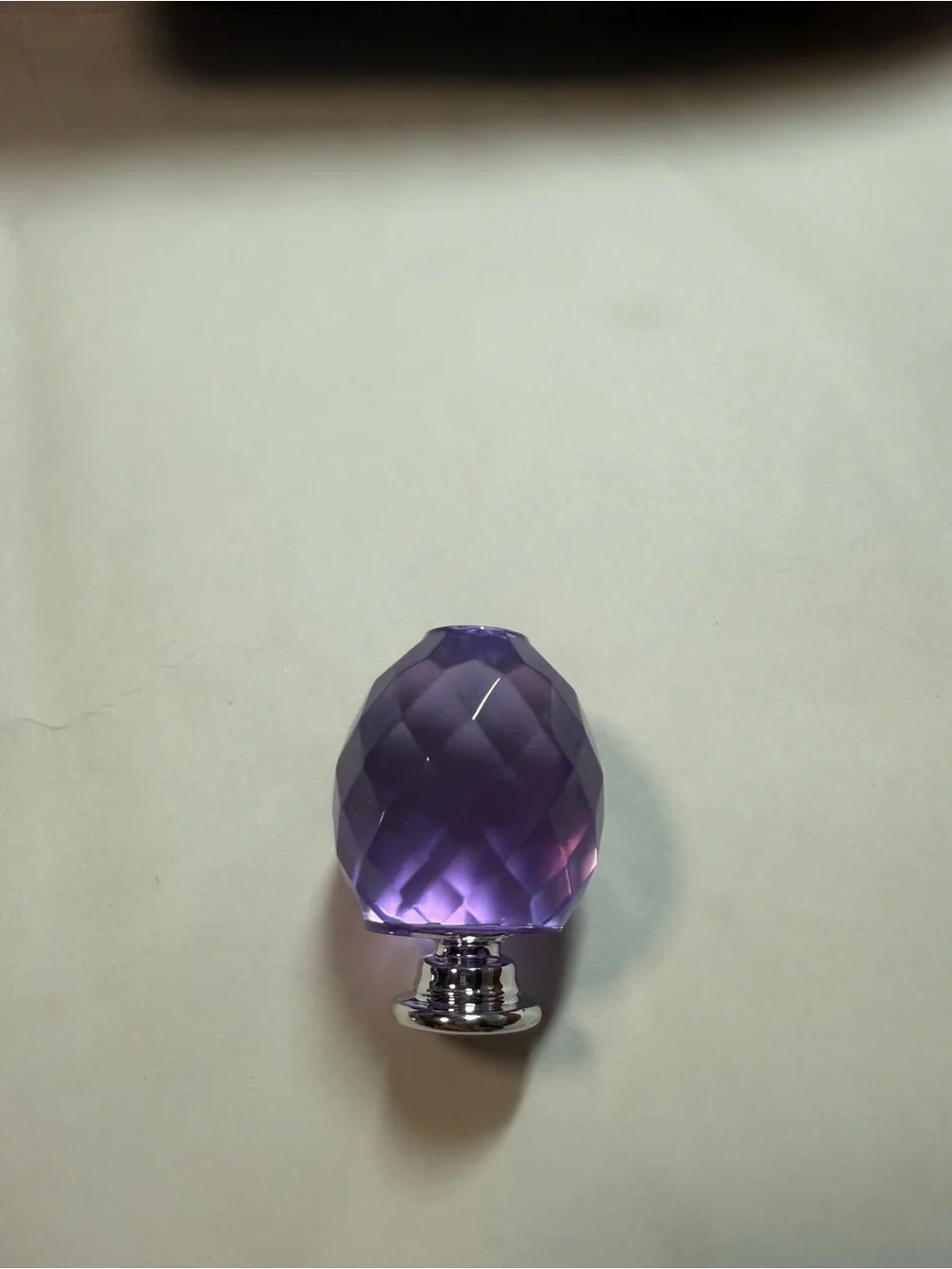 Faceted Lavender Crystal-like Resin Cabinet Knob with Silver Base (pk of 3)